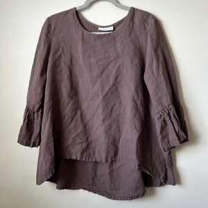 Gorgeous Dusty Mauve Linen High Low Blouse, Size M